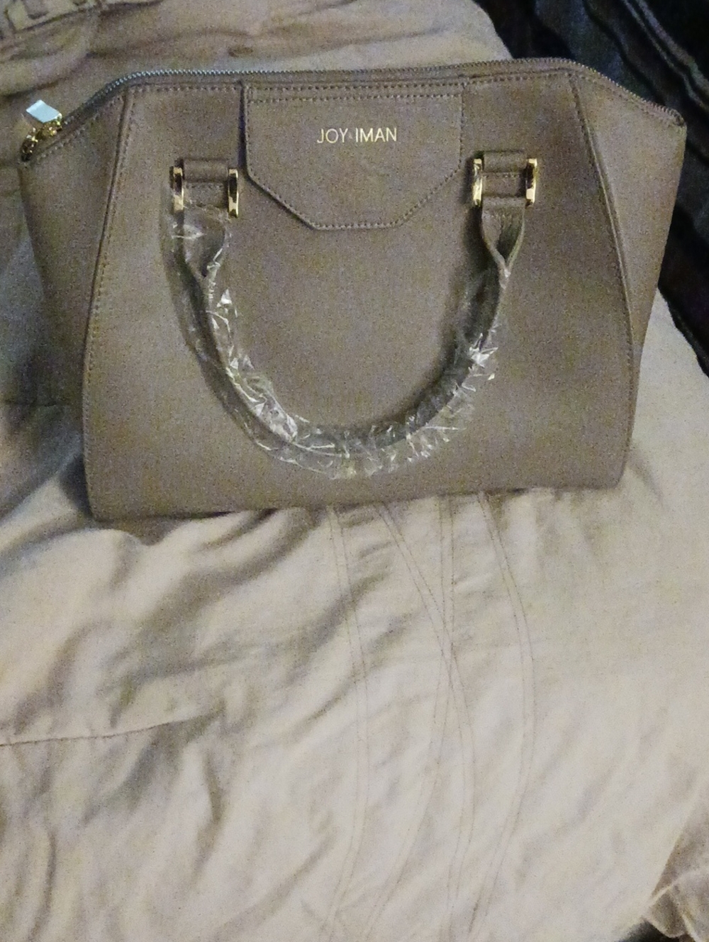 Taupe Structured Satchel Handbag